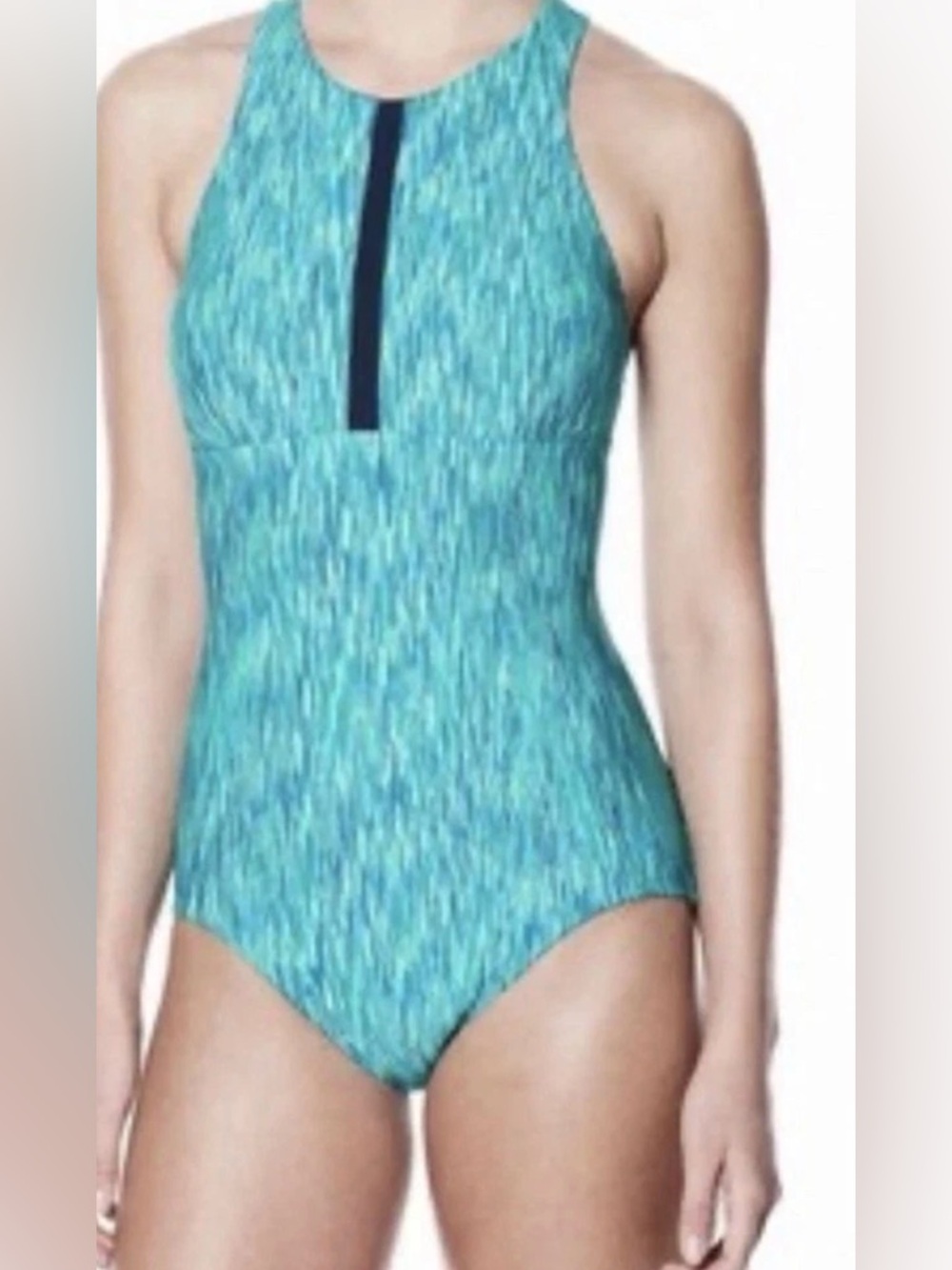 Nike NESS8275-340 Women's Large Rush Heather High Neck Swimsuit New Size L